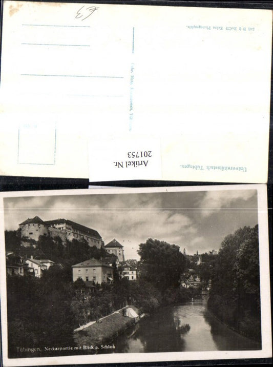 201753, Tübingen Neckar river section with a view of the castle
