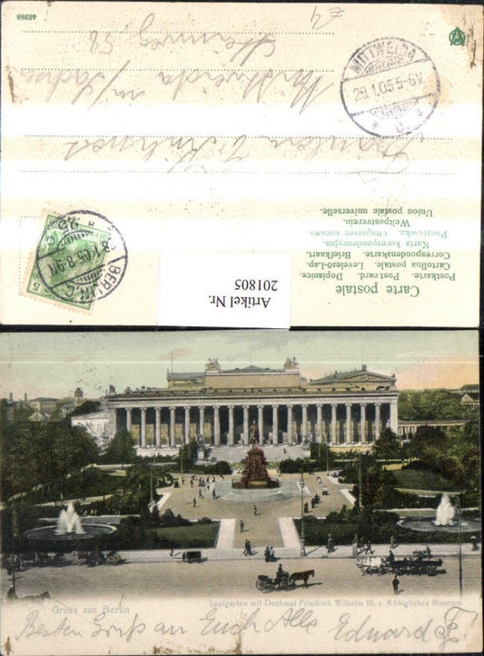 201805,Gruß aus Berlin Lustgarten m. Denkmal Friedrich Wilhelm 3 u. Königliches Museum