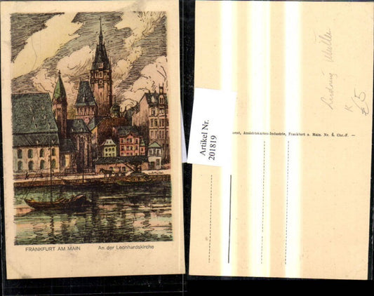 201819,Künstler AK Ludwig Müller Frankfrut am Main An d. Leonhardskirche Kirche