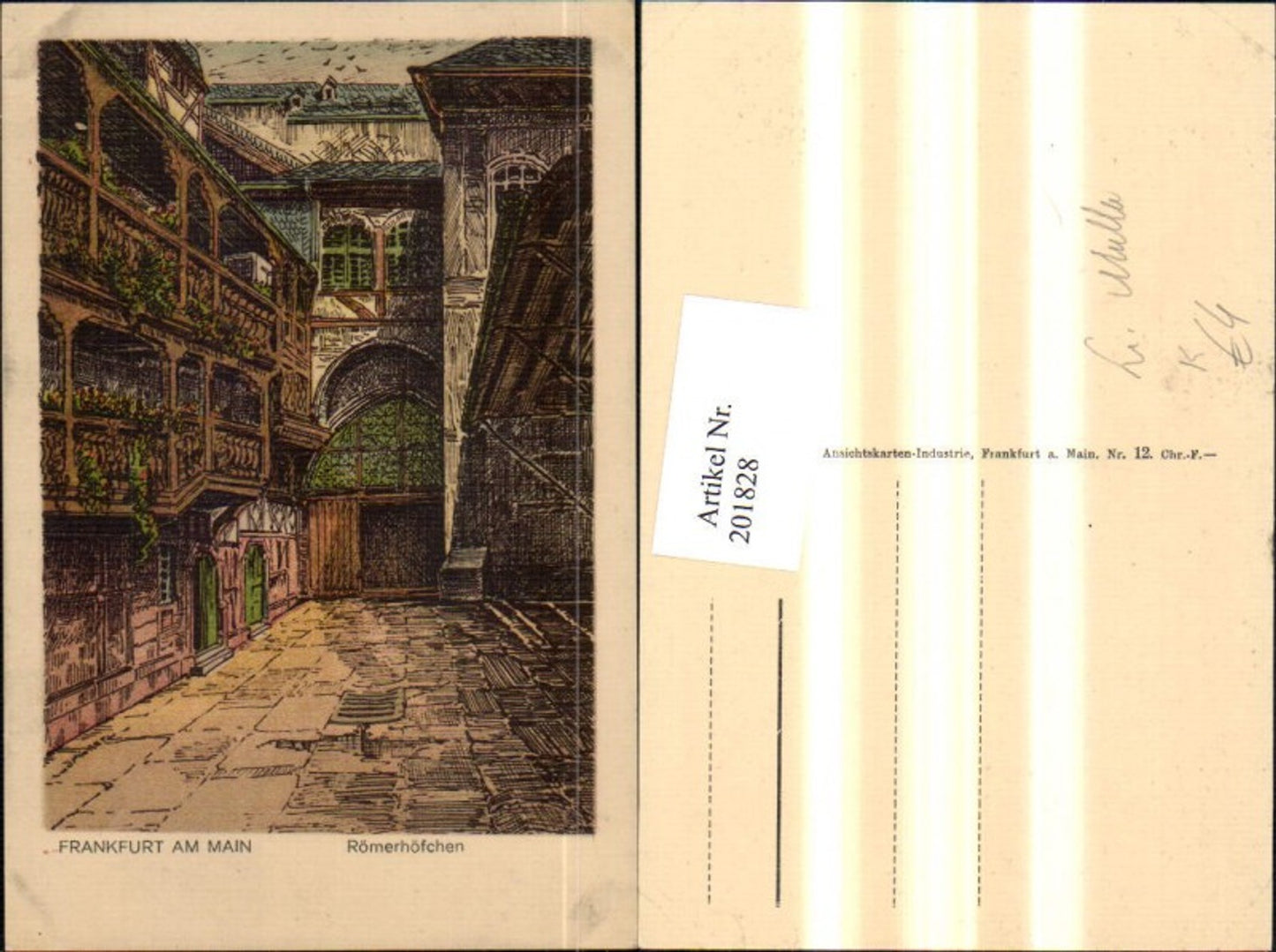 201828,Künstler AK Ludwig Müller Frankfurt am Main Römerhöfchen Hof