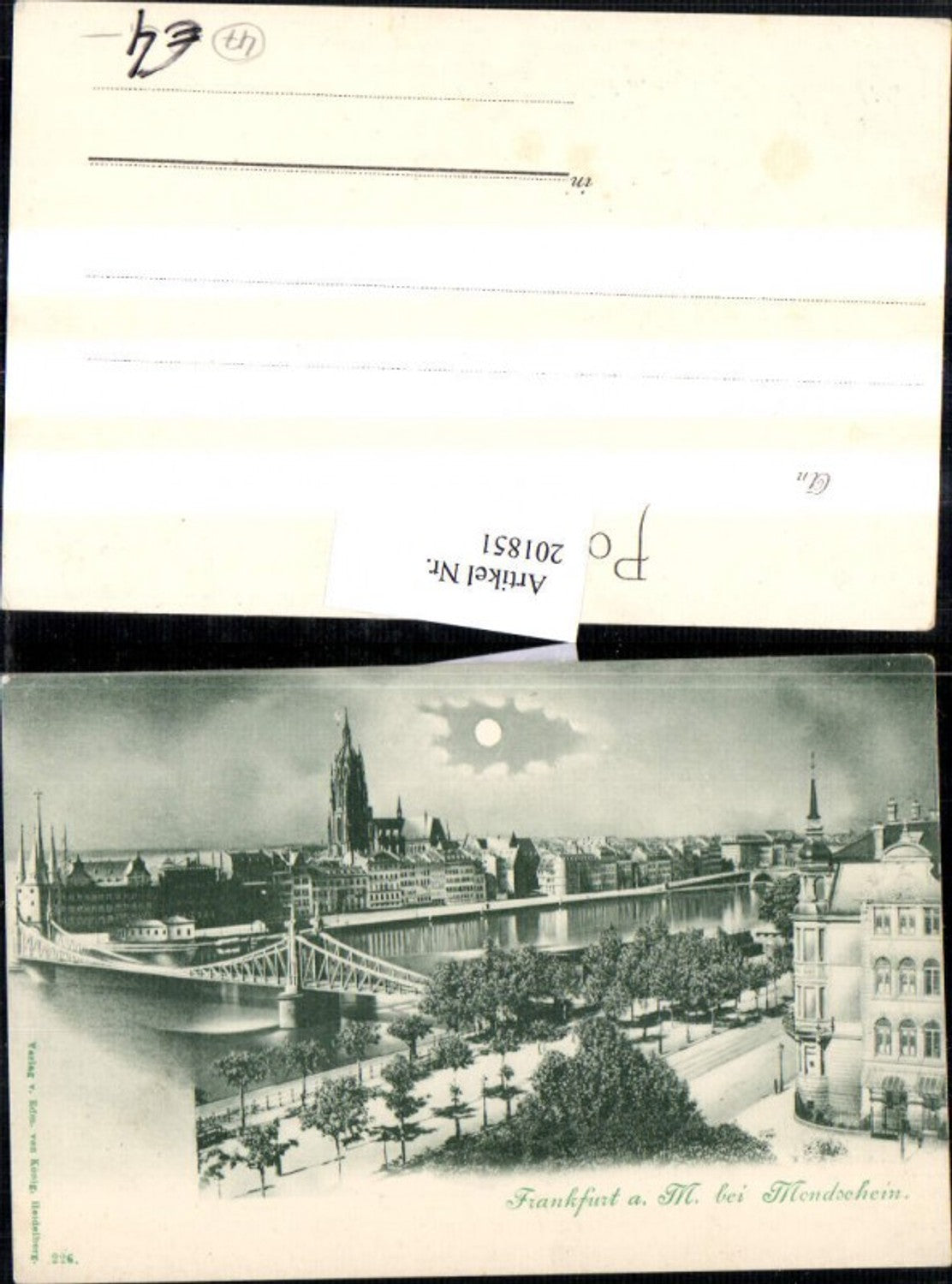 201851,Frankfurt am Main b. Mondschein Mond Teilansicht Brücke
