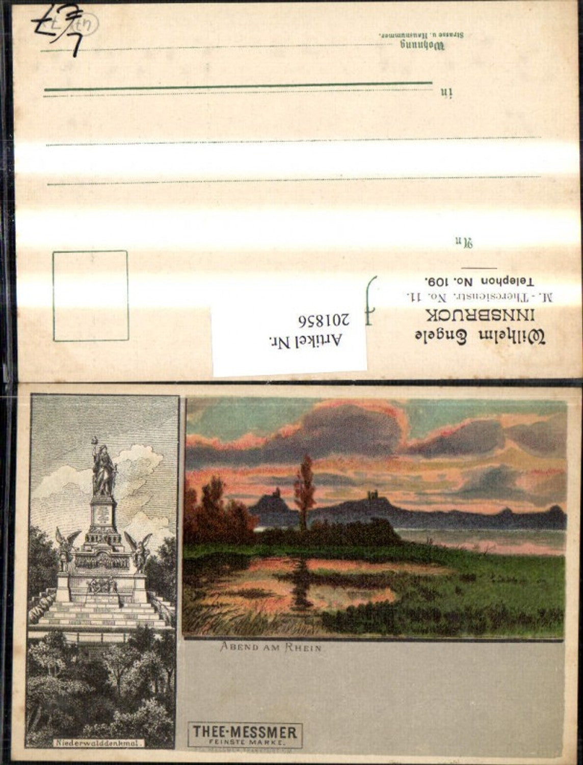 201856,Litho AK Niederwalddenkmal Abend am Rhein Mehrbildkarte