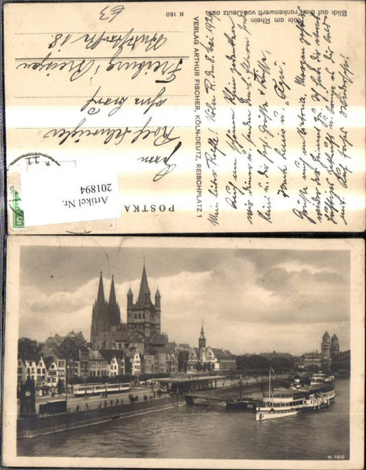 201894,Köln a. Rhein Blick a. d. Frankenwerft v. Deutz aus Schiff Dampfer