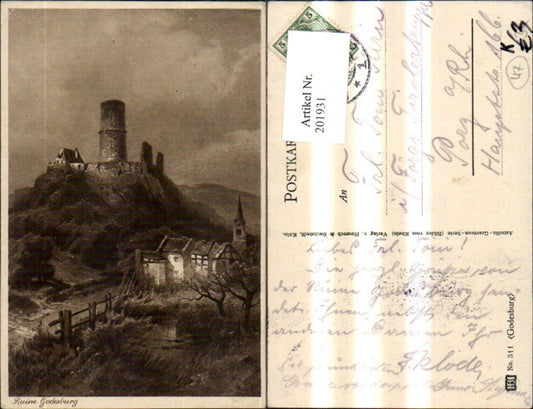 201931,Bonn Bad Godesberg Künstler Ak  Ruine Godesburg