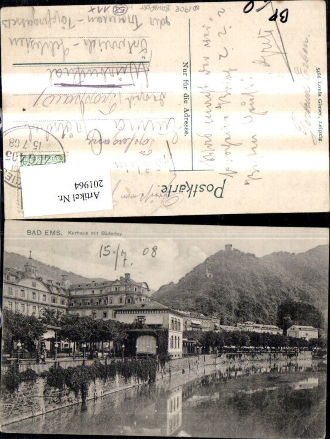 201964,Bad Ems Kurhaus m. Bäderley Bahnpost Zug 405 Coblenz Giessen