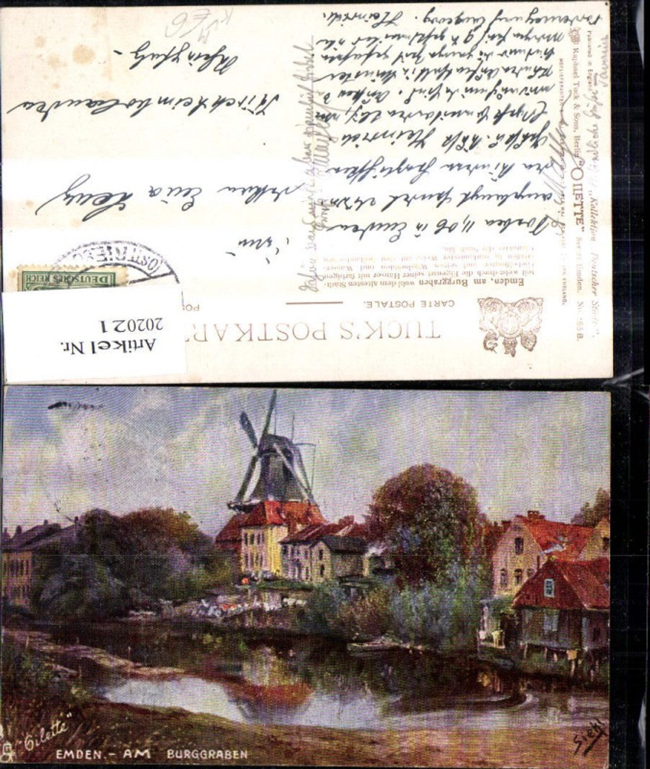 202021,Emden Am Burggraben Künstler Ak Siehl pub Raphael Tuck Son Oilette 185B