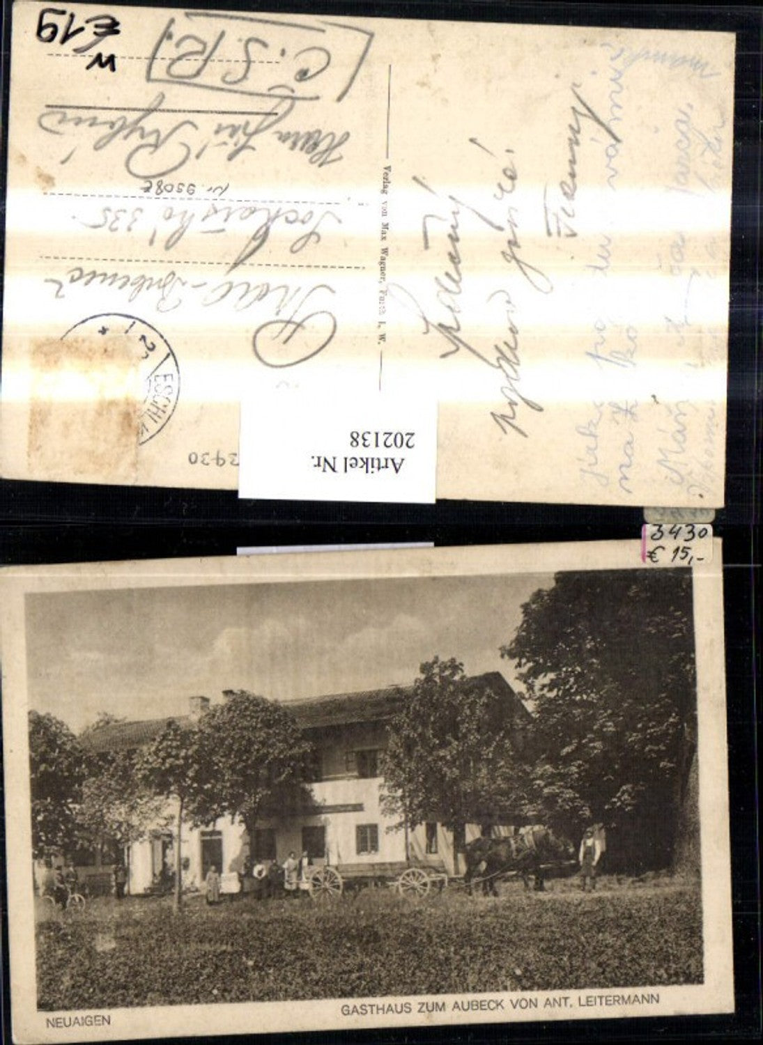 202138,Neuaigen Neu Aigen b. Furth im Walde Gasthaus zum Aubeck von Ant. Leitermann