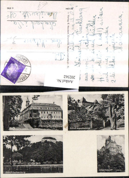 202362,Sachsen Schloss Lichtenwalde Augustusburg Sachsenburg u. Kriebstein