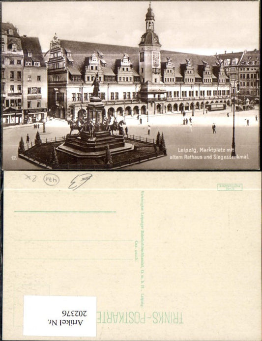 202376, Leipzig Market Square with Old Town Hall and Victory Monument