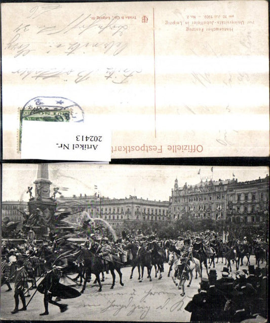202413, Leipzig Historical Parade for the University Jubilee Celebration 1909 Horses Students