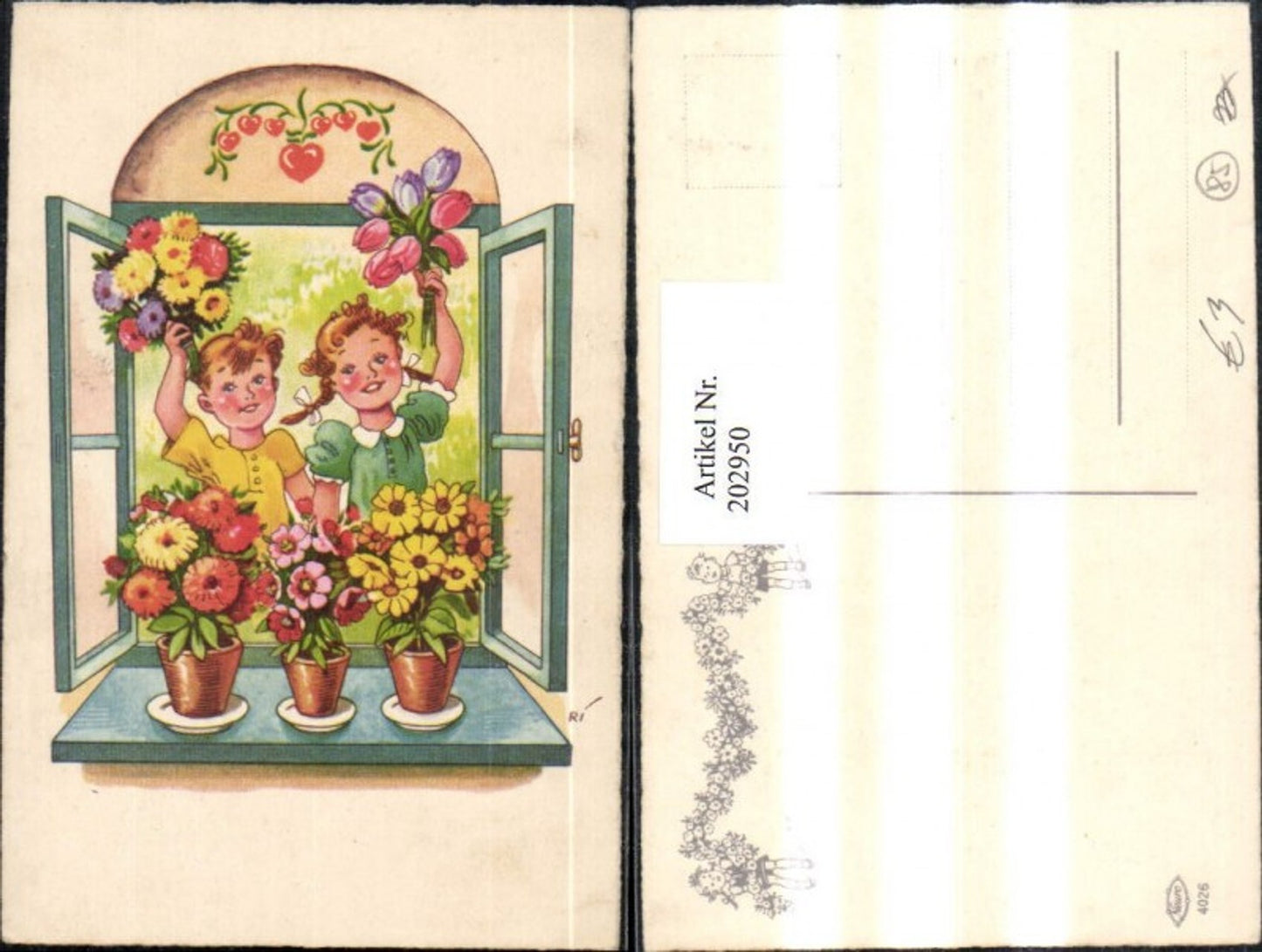 202950, ​​Children with bouquets of flowers, tulips, window