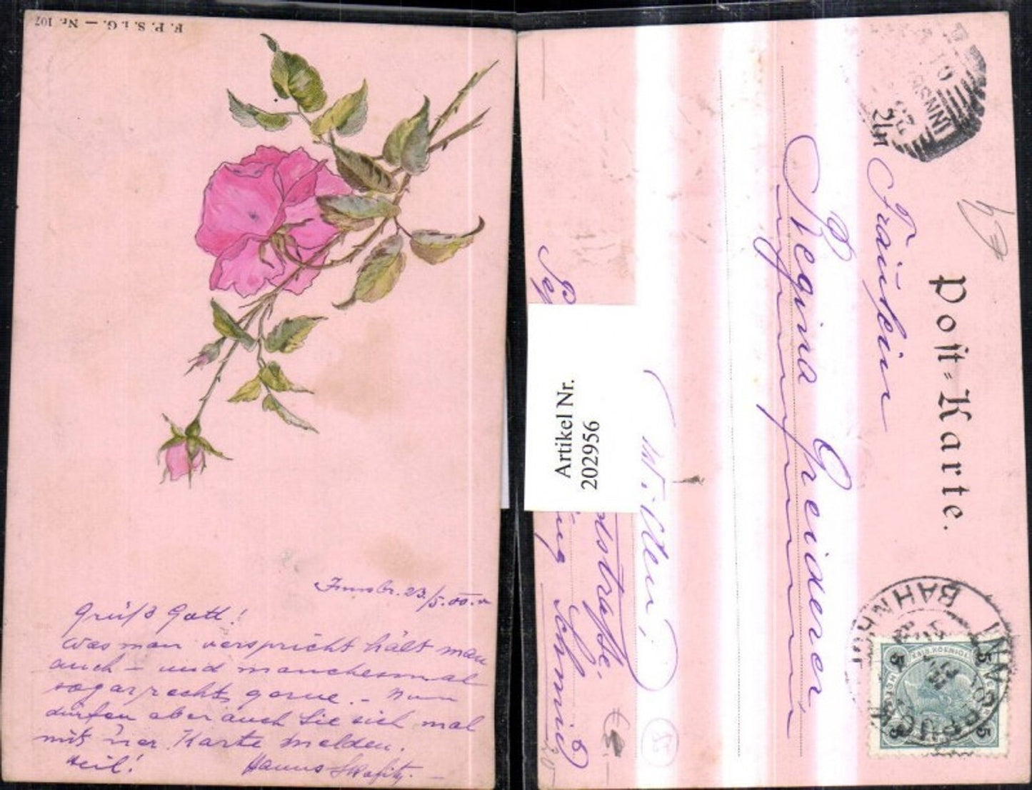 202956,Präge AK Rose Rosenblüte