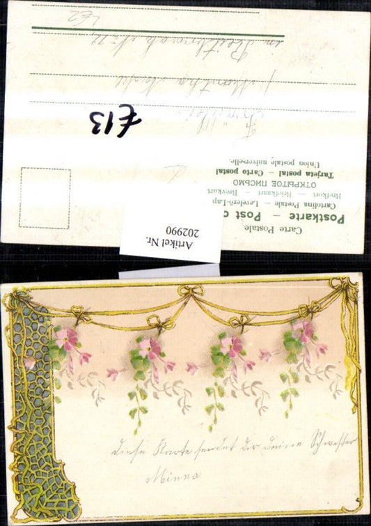 202990,Litho AK Blumengirlanden Blumen Schleife Verzierung