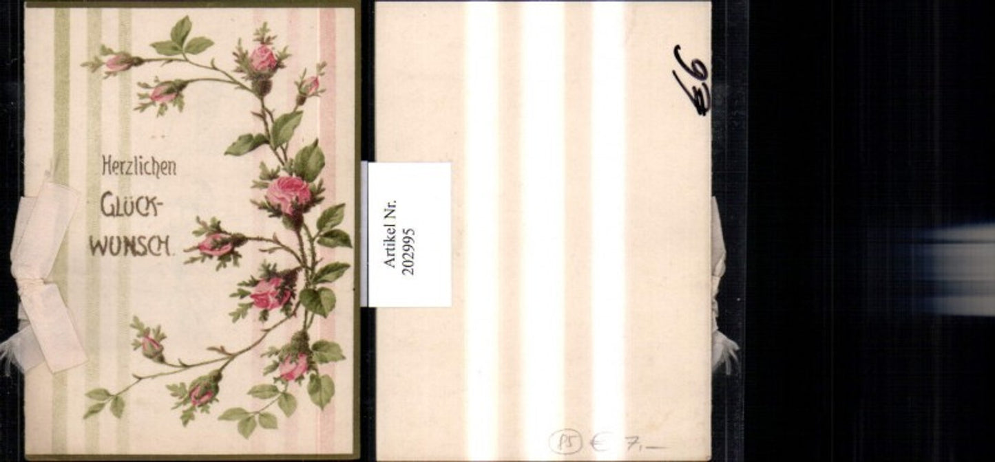 202995,Billet “Happy Birthday” Flowers Roses Landscape Ribbon
