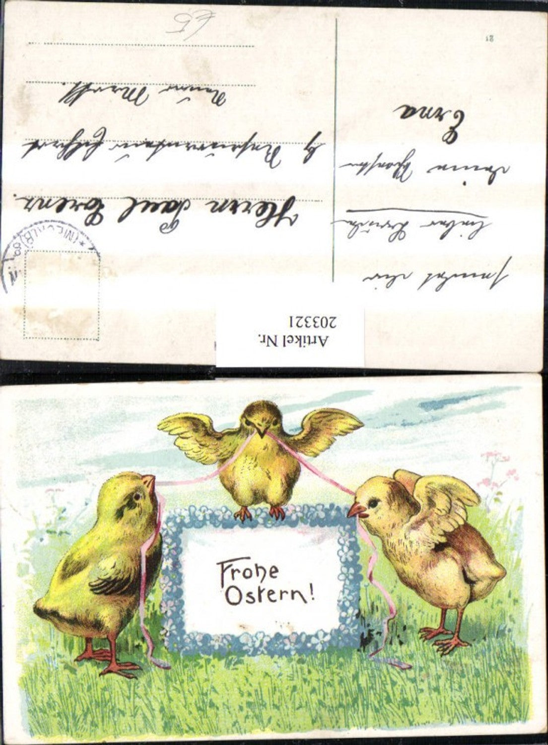 203321,Ostern Küken Blumen Schleife
