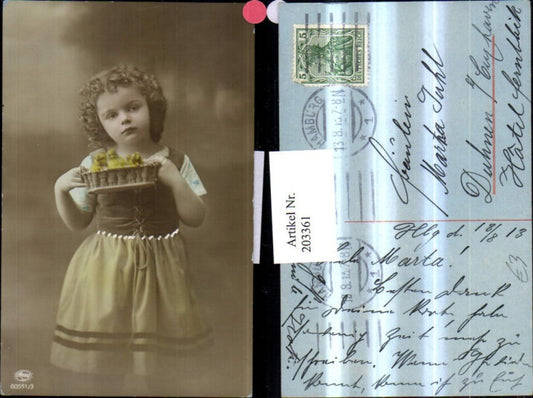 203361, Easter Child Girl with Dress, Basket with Chicks