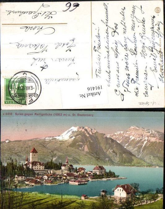 191416,Spiez Totale geg. Ralligstöcke u. St. Beatenberg Schloss Burg Kt Bern