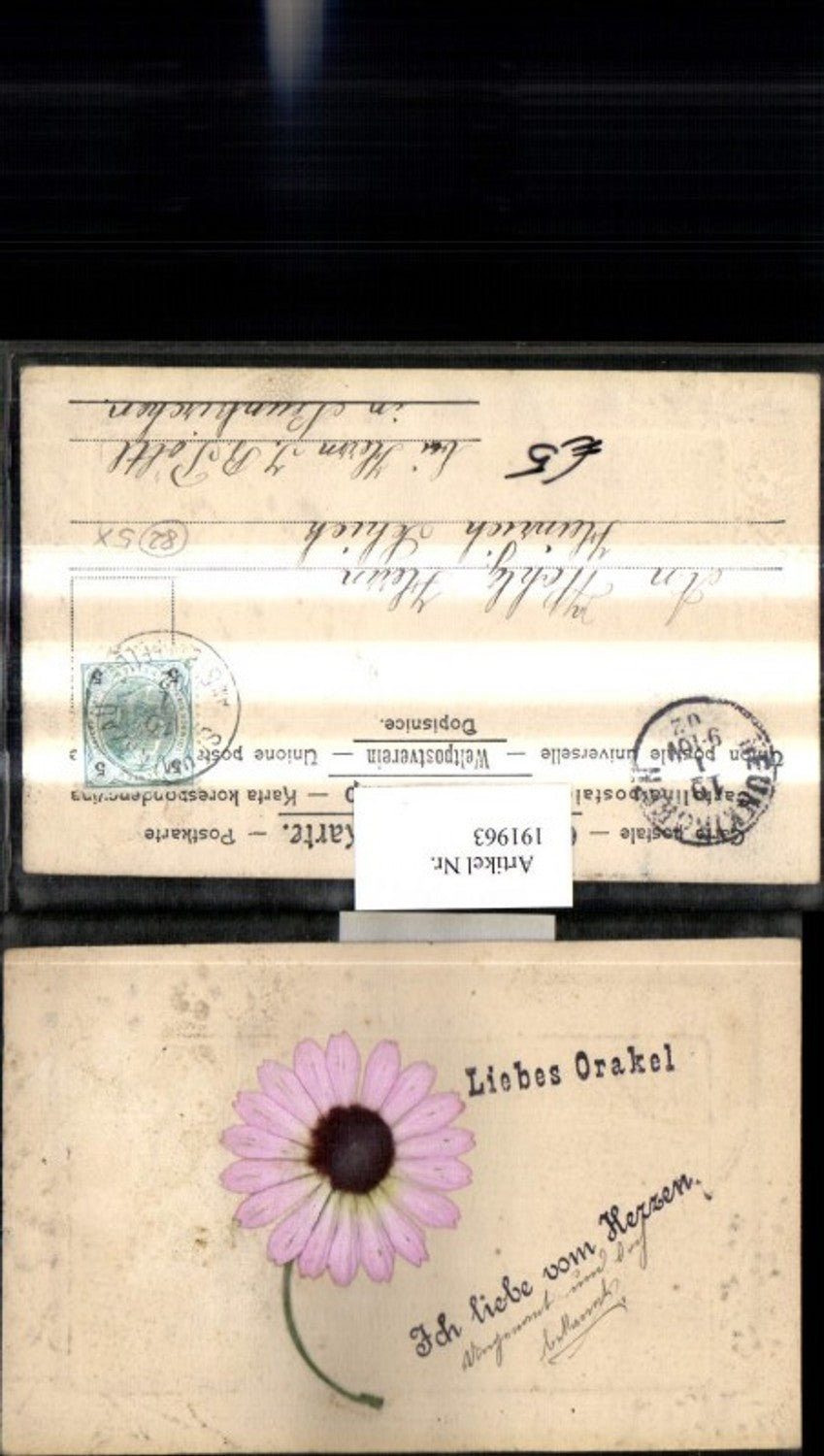 191963,Künstler Präge AK Liebes Orakel Blume