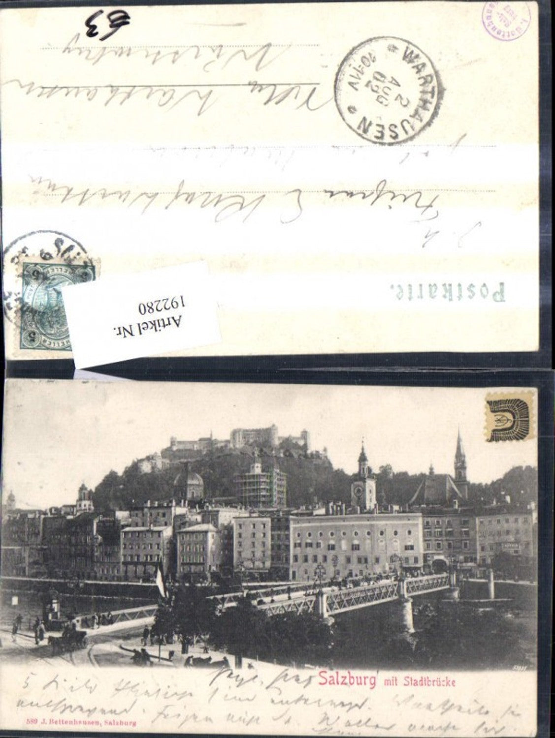 192280,Salzburg m. Stadtbrücke Brücke Staatsbrücke