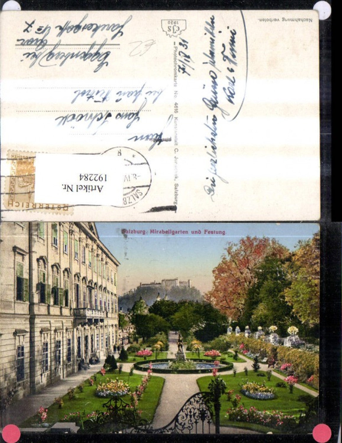 192284,Salzburg Mirabellgarten u. Festung Brunnen