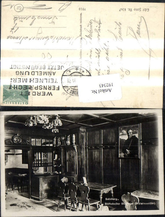 192343,Salzburg Stiftskeller St Peter Prälatenstübl Foto Ak