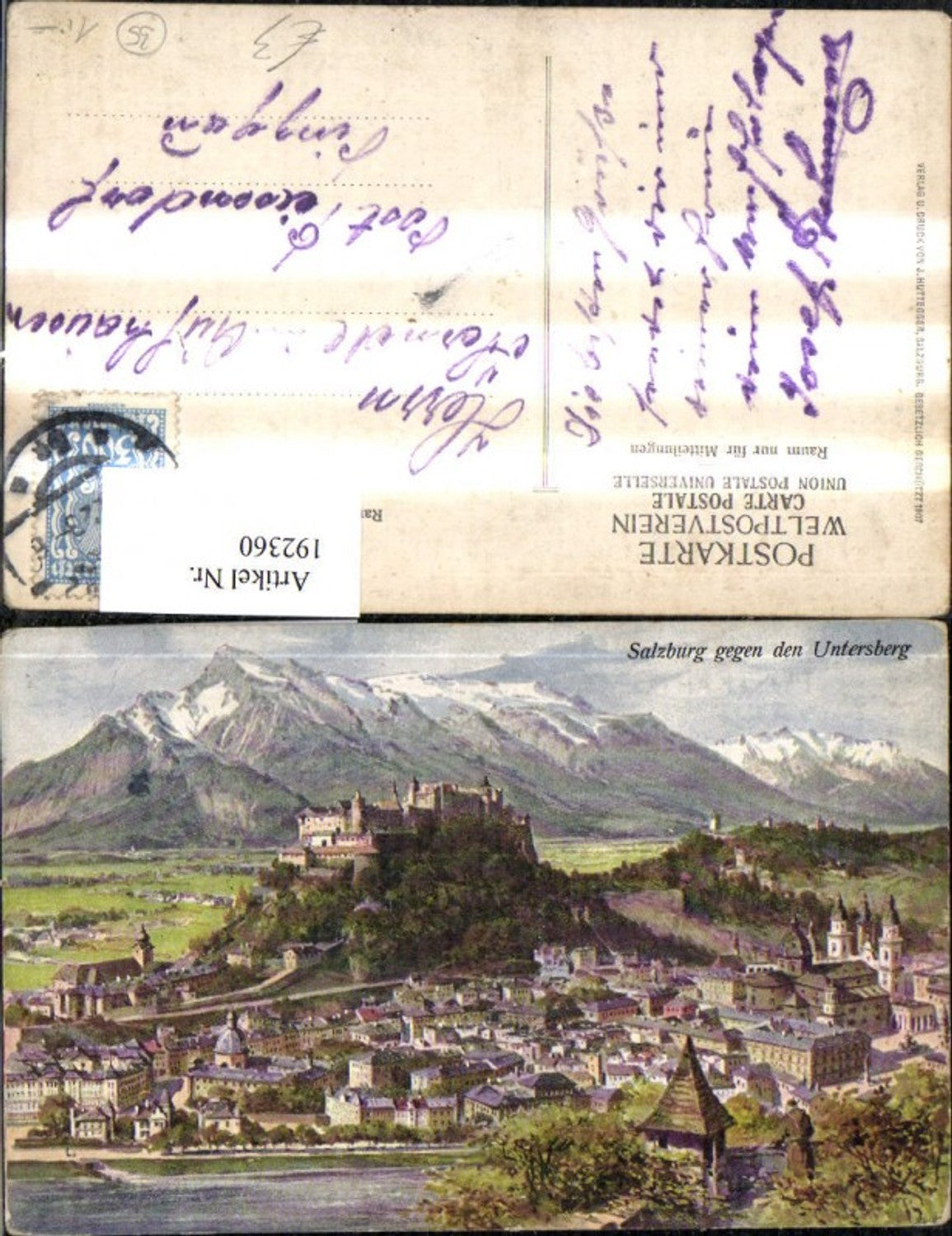 192360,Salzburg geg. d. Untersberg