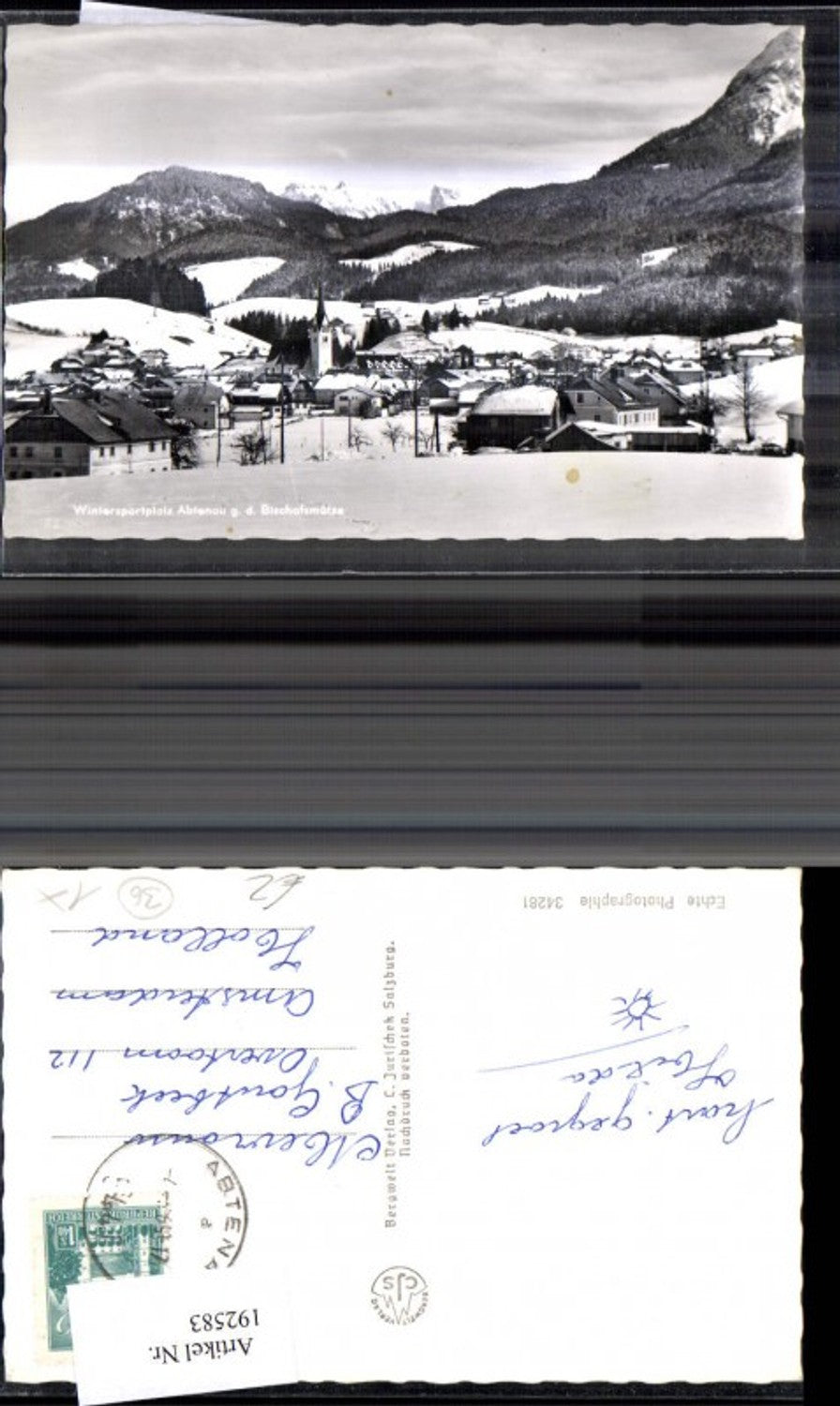 192583,Foto Ak Abtenau g. d. Bischofsmütze Winteransicht