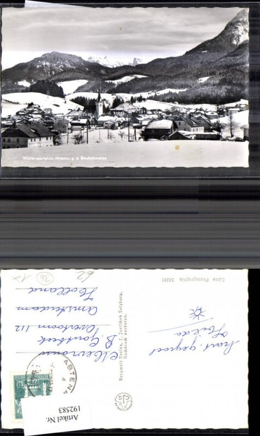 192583,Foto Ak Abtenau g. d. Bischofsmütze Winteransicht