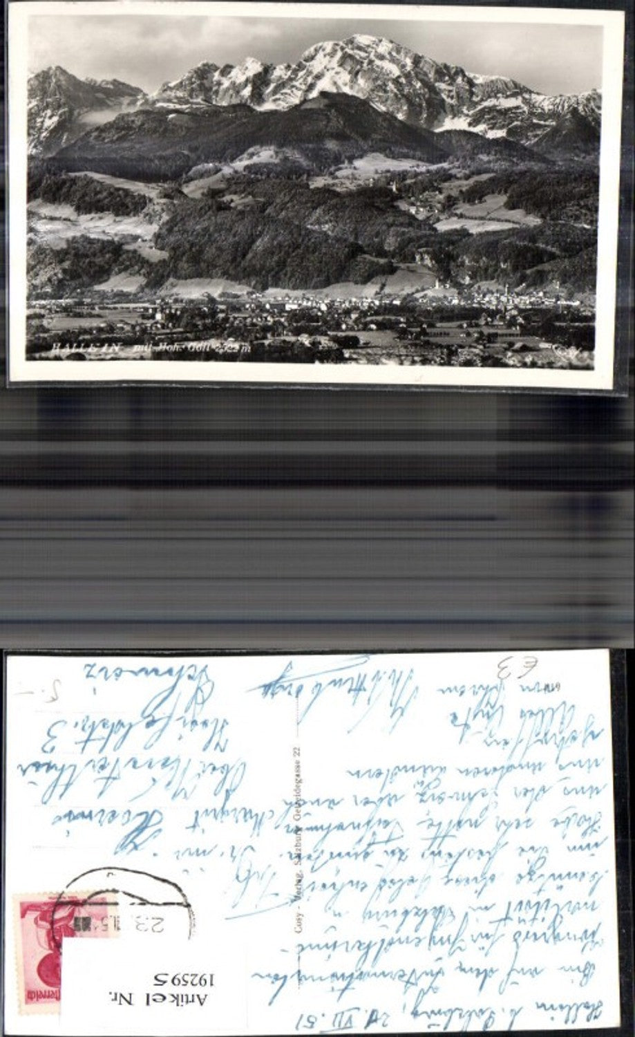 192595, Hallein with Hohen Göll Photo Ak