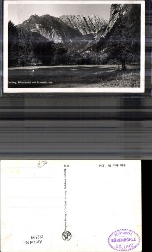 192599, Golling Bluntautal m Schneibstein Photo Ak
