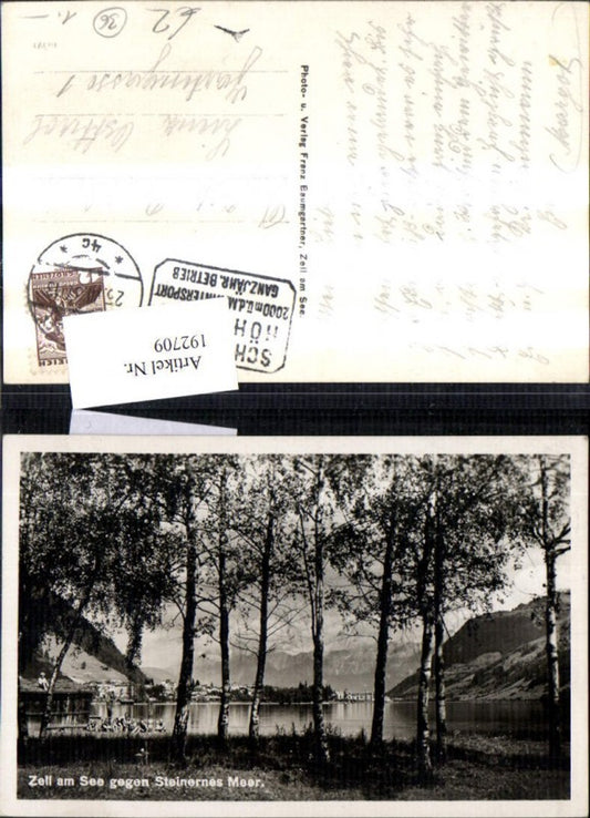 192709,Zell a. See geg. Steinernes Meer Ansicht m. Bäumen Kinder i. Vordergrund