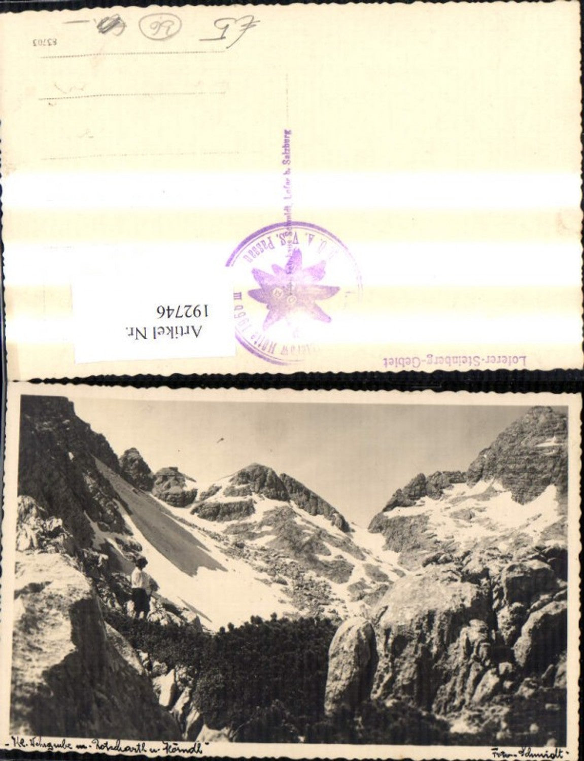 192746,Lofer Loferer Steinberg Gebiet Gipfelansicht Rotschartl u. Körndl Foto Ak