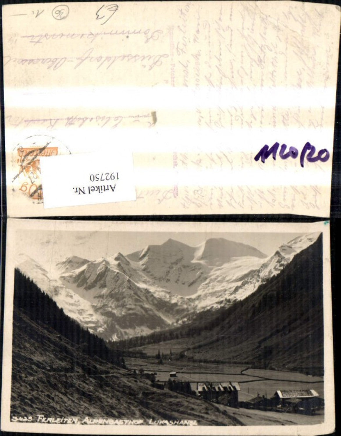 192750,Ferleiten Alpengasthof Lukashansl Foto Ak