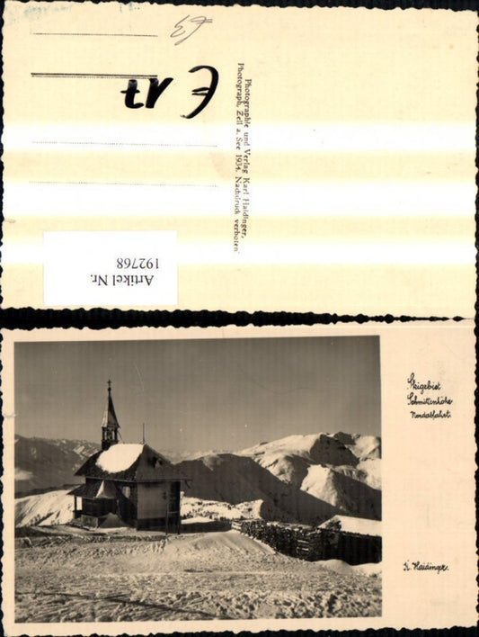 192768,Foto Ak Schmittenhöhe b. Zell a. See Nordabfahrt Kirche i. Winter