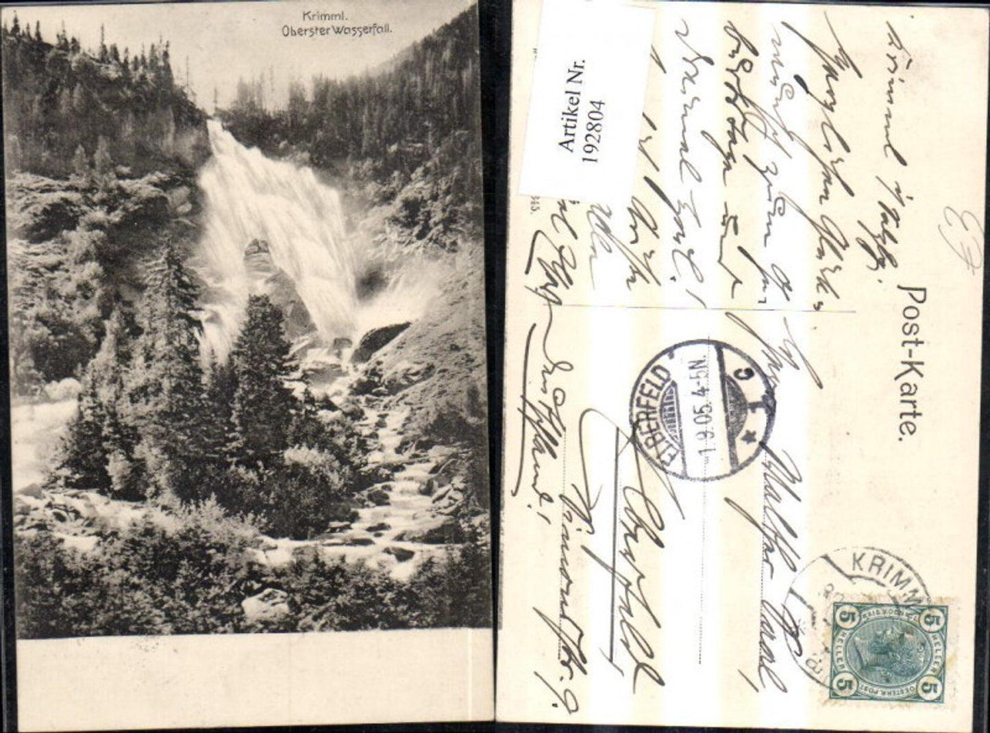 192804,Krimml m. d. Wasserfällen Oberster Wasserfall