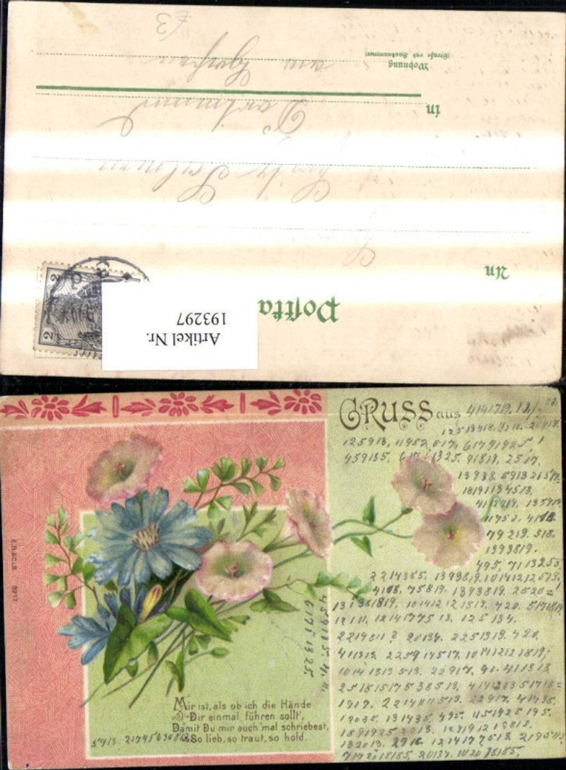 193297,Künstler Ak Blumen Spruch Text Glitzerverzierung
