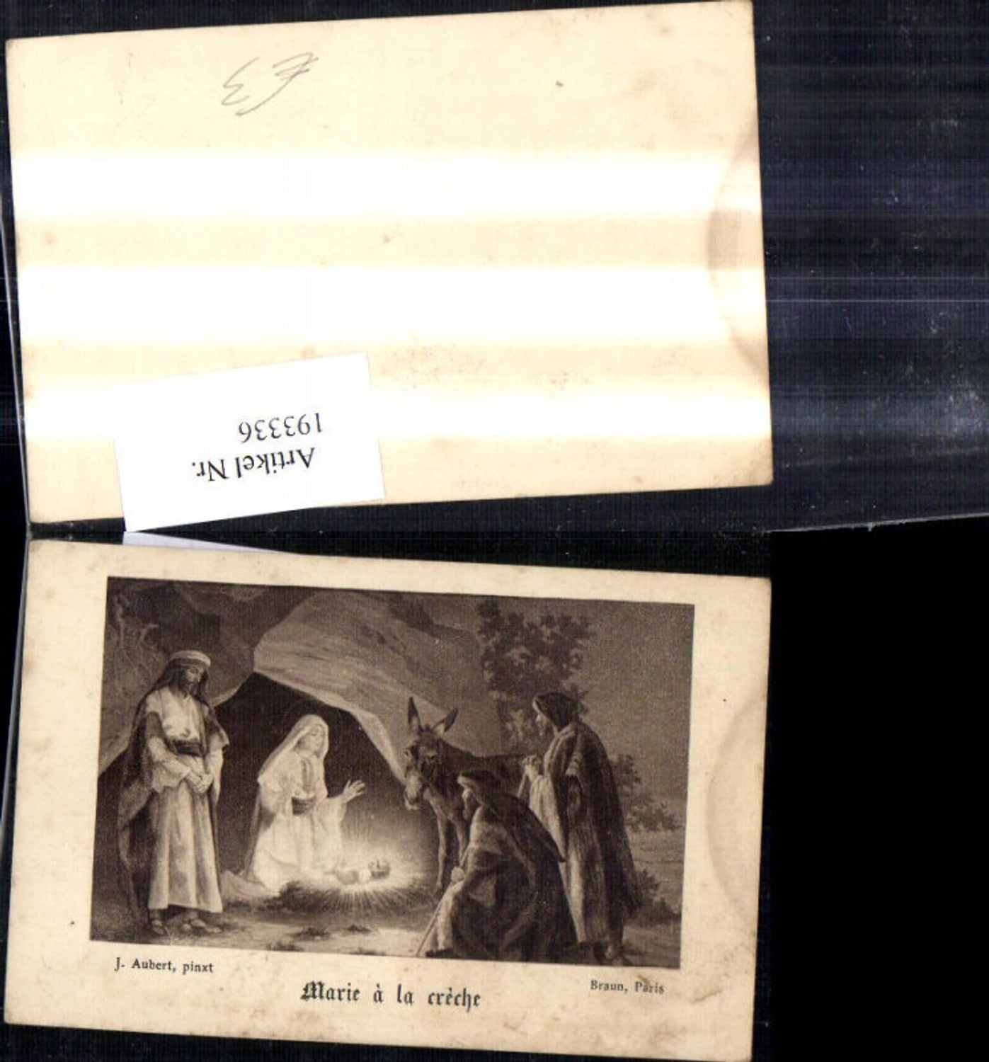 193336,Künstler Ak J. Aubert Marie a la Creche Heilige Familie Esel