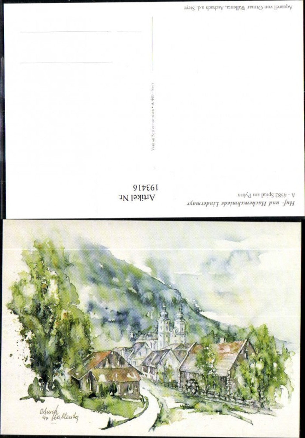 193416,Künstler AK Ottmar Wallenta Spital a. Phyrn Huf- und Hackenschmiede Lindermayr