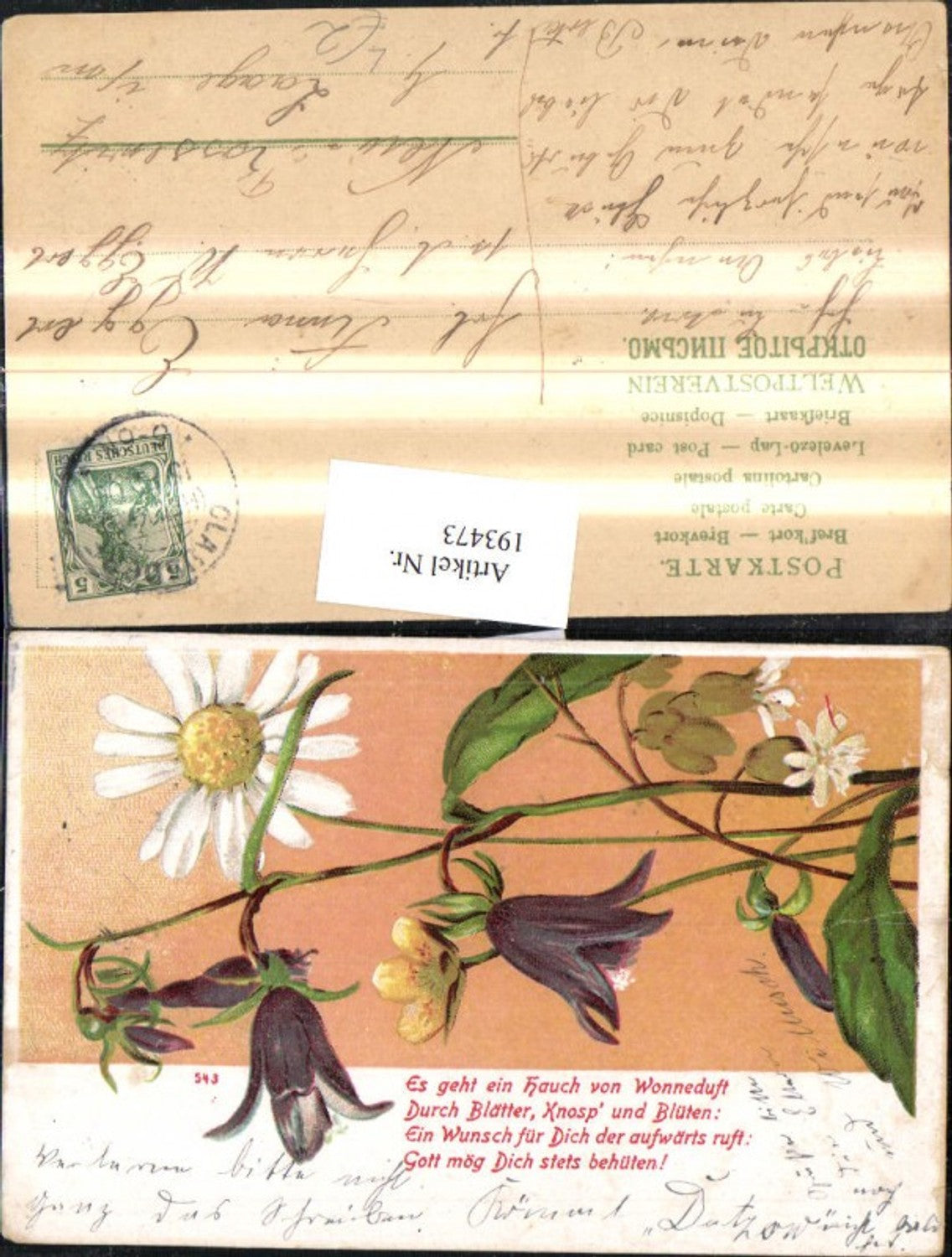 193473,Litho AK Blumen Gedicht Spruch