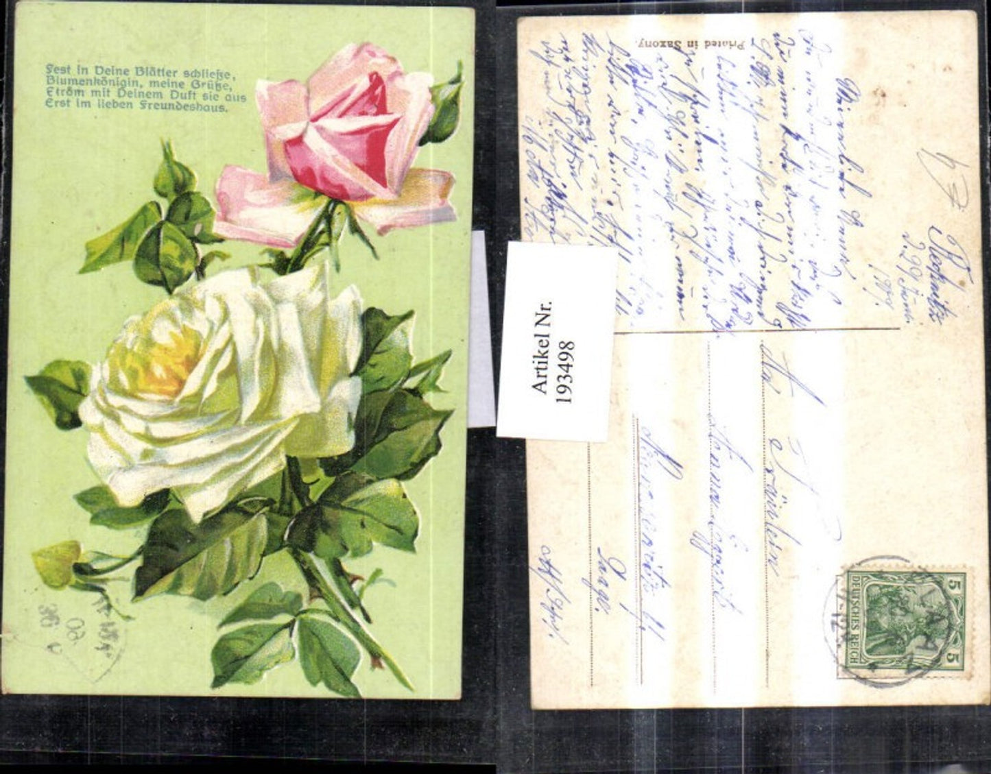 193498,Präge AK Rosen Rosenblüten Dornen Gedicht Spruch