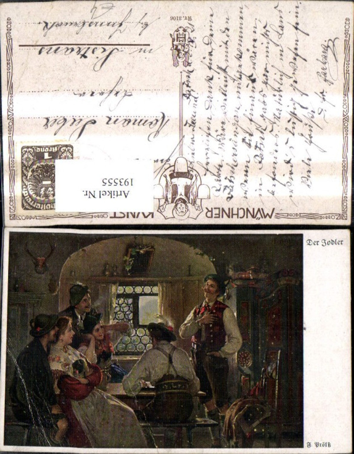 193555,Künstler Ak F. Bröltz Der Jodler Männer Frauen i. Stube Tracht Typen