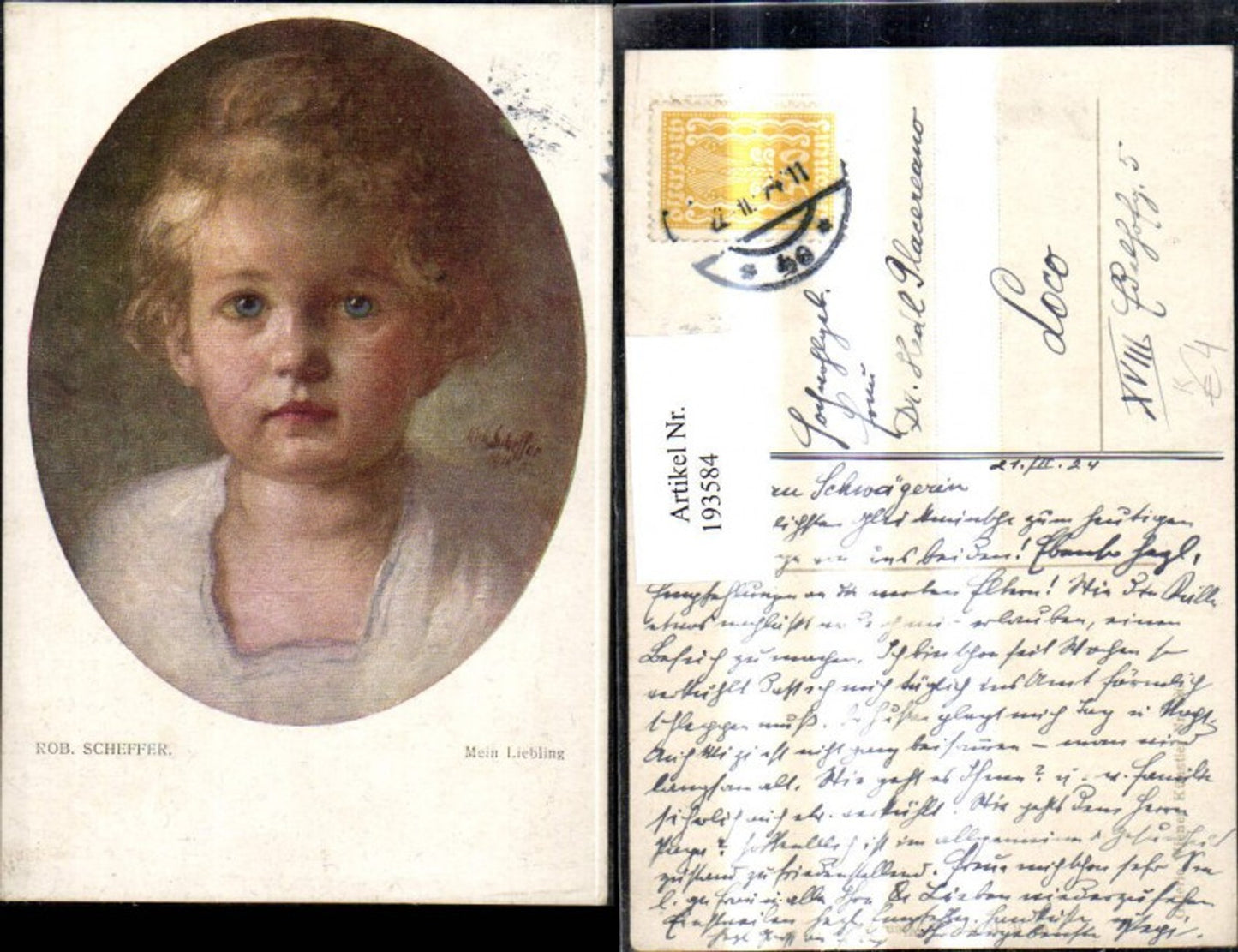 193584,Künstler Ak Rob. Scheffer Mein Liebling Kind Portrait Passepartout
