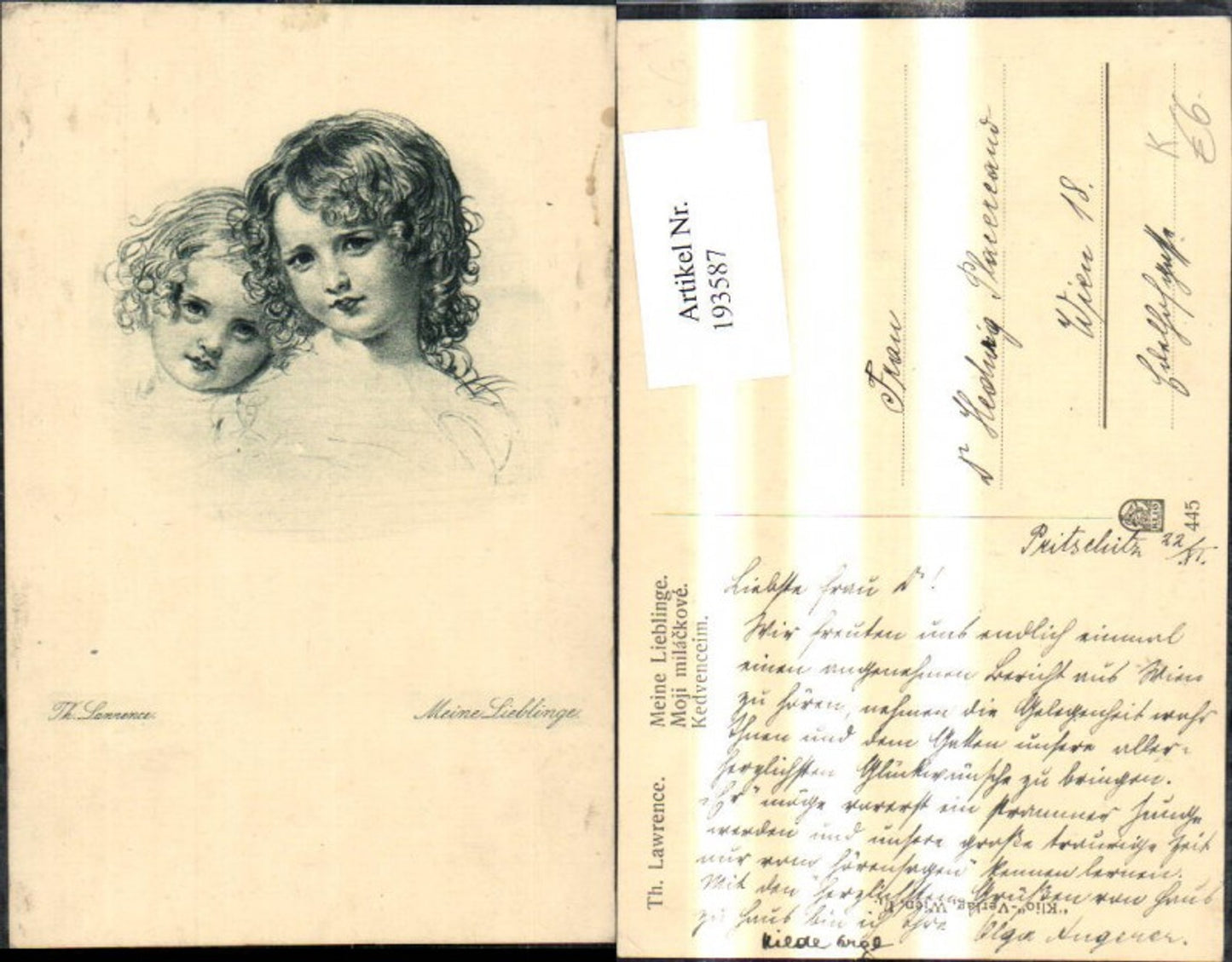 193587, Artist Ak Th. Lawrence My Favorites Children Girls