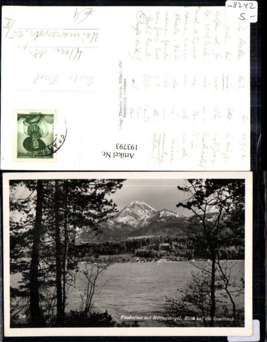 193793,Faakersee b. Finkenstein See m. Mittagskogel Blick auf Sandbank Partie
