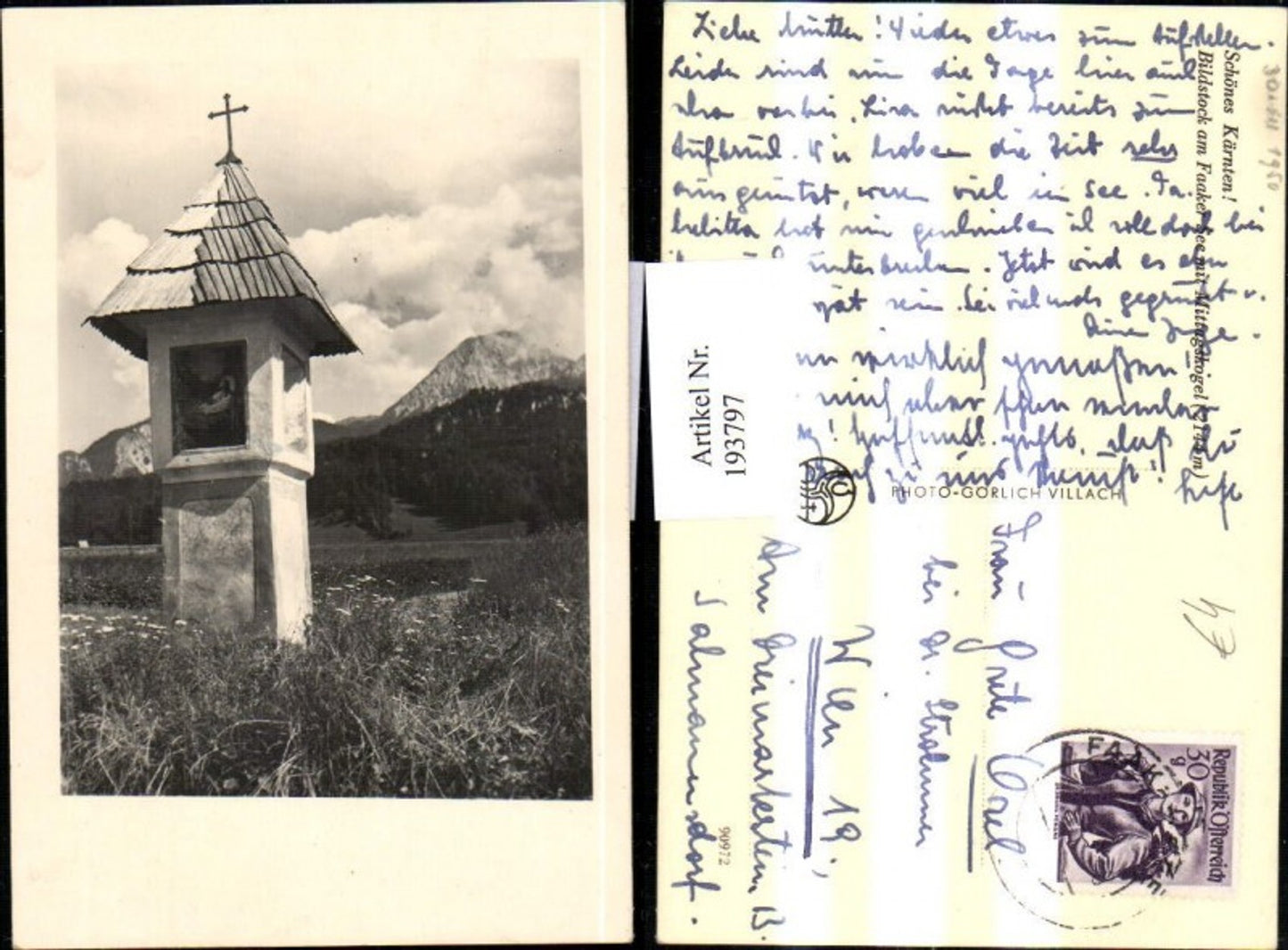 193797,Bildstock am Faaker See b. Finkenstein m. Mittagskogel