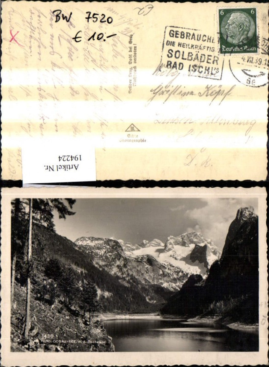 194224,Vordere Gosausee m. d. Dachstein Gosau Foto Ak