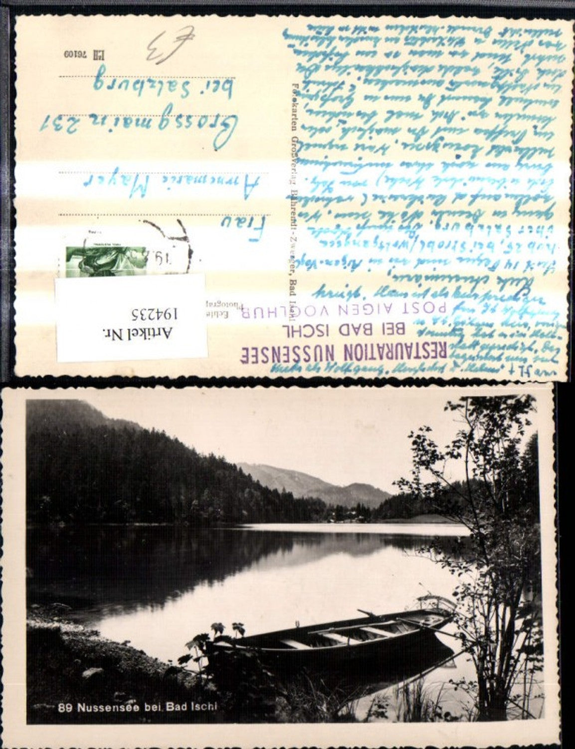 194235,Foto Ak Nussensee b. Bad Ischl Ruderboot Boot a. Ufer