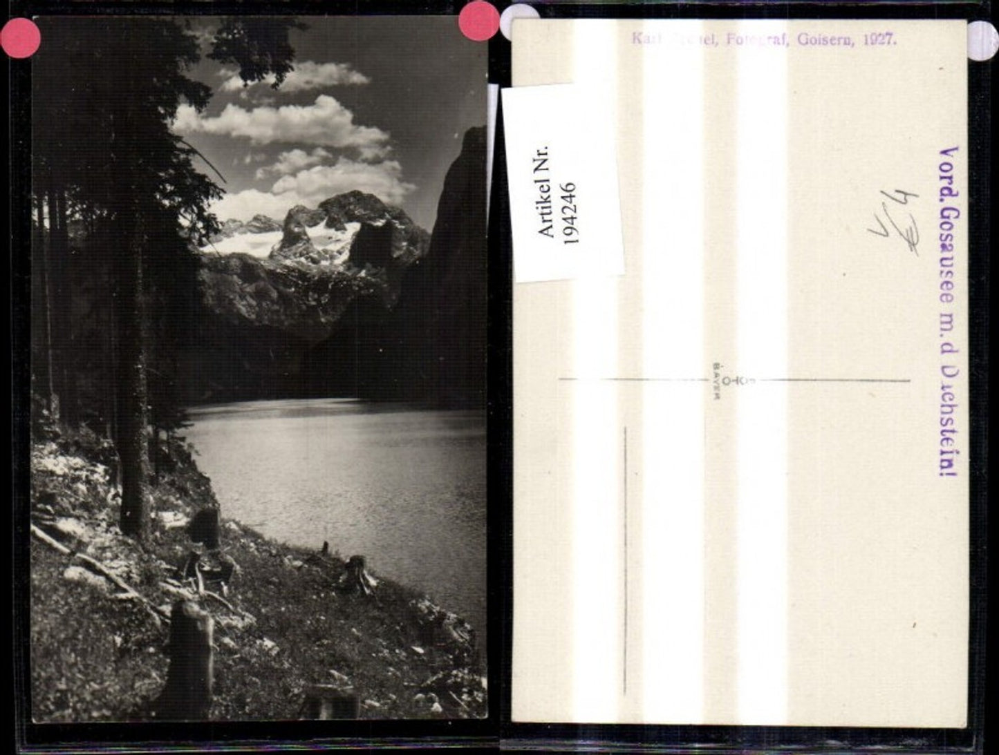 194246,Foto Ak Vordere Gosausee m. d. Dachstein Gosau pub Karl Zechel