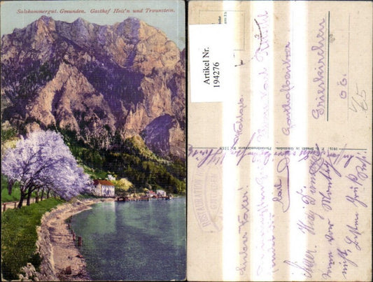 194276,Gmunden Gasthof Hoisn u. Traunstein Traunsee pub F. E. Brandt 1318