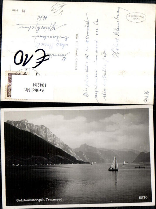 194284,Traunsee Segelboot Boot Salzkammergut Gmunden pub F. E. Brandt 5276